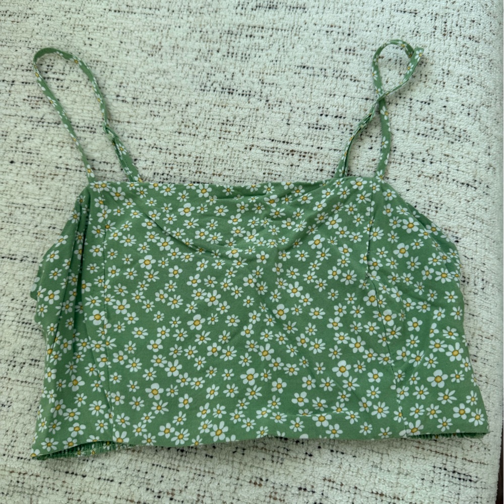 La Hearts Green Floral Crop Top